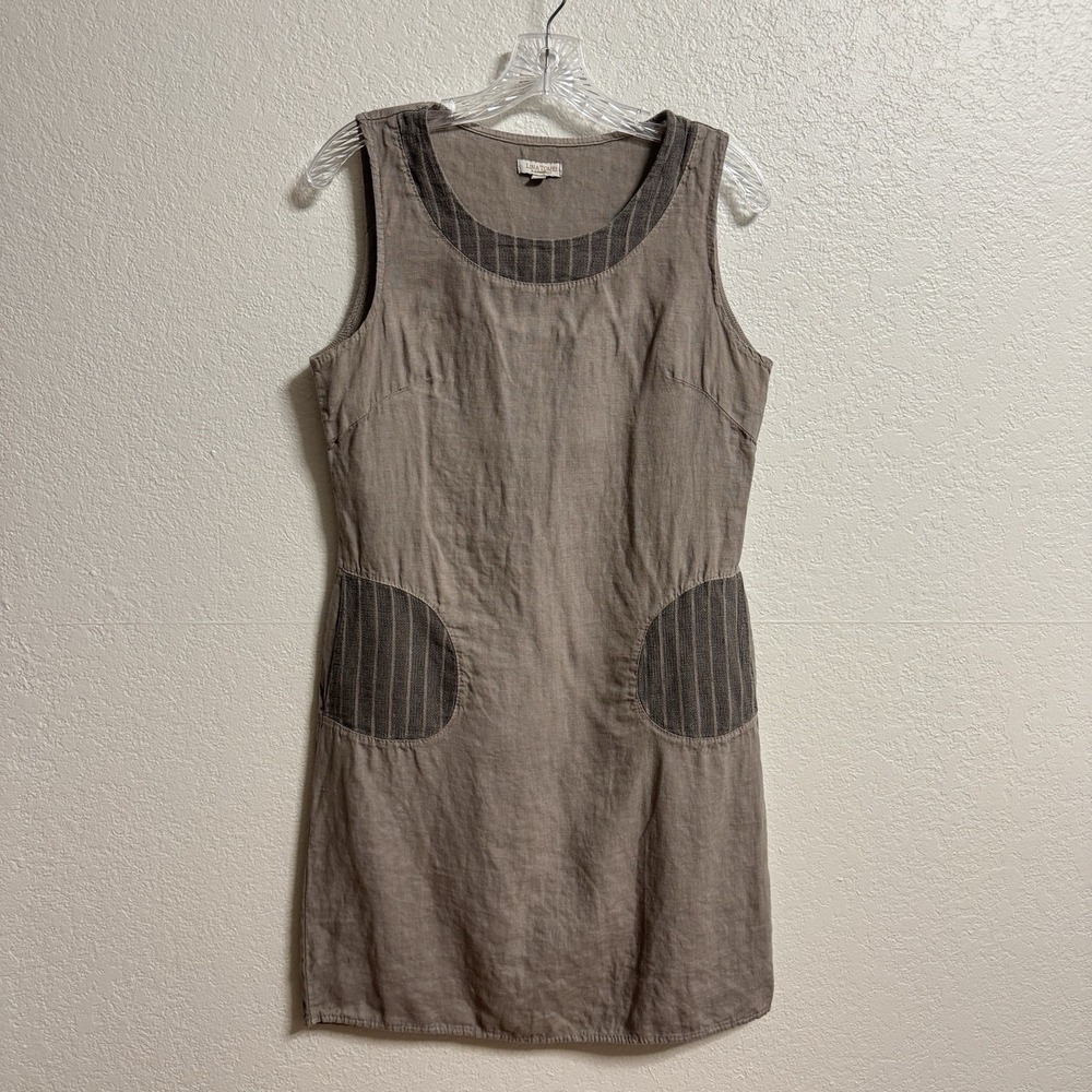 Lina Tomei Linen Tank Dress Women Small Brown‎ Linen Casual Summer Resort